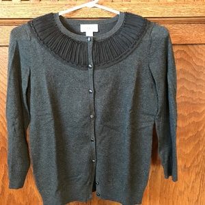 Loft Charcoal Gray Cardigan Sweater sz S